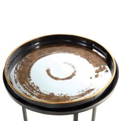 Libra Nero Black & Gold Swirl Mirrored Nest Of 2 Tables -Housing Units Furniture Store 5af50a2d4326391b781181e06a0b29da