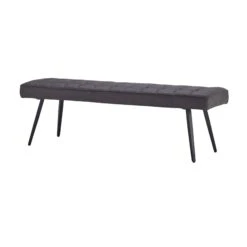 Moretti Grey Faux Leather Straight Dining Bench