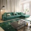 Solace Green Ribbed Fabric Corner Sofa