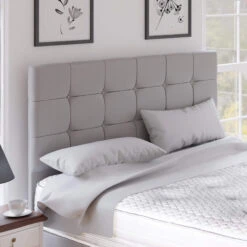 Surrey 135cm Double Silver Fabric Half Headboard