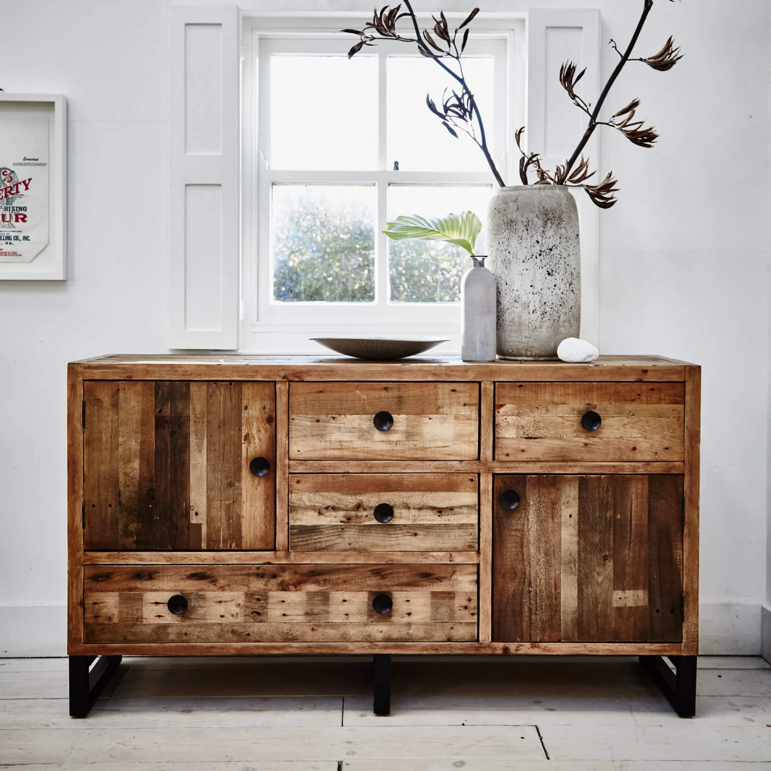 Malmo Reclaimed Timber Large 2 Door 4 Drawer Sideboard 1 Malmo Reclaimed Timber Large 2 Door 4 Drawer Sideboard