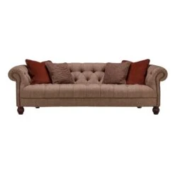 Tetrad Caledonian Brown Tweed Herringbone Fabric Midi Sofa