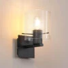 Lino Ribbed Dark Grey & Clear Narrow Line Glass Wall Light