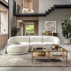 Aarhus Off White Textured Fabric 3 Seater Left Hand Chaise Sofa