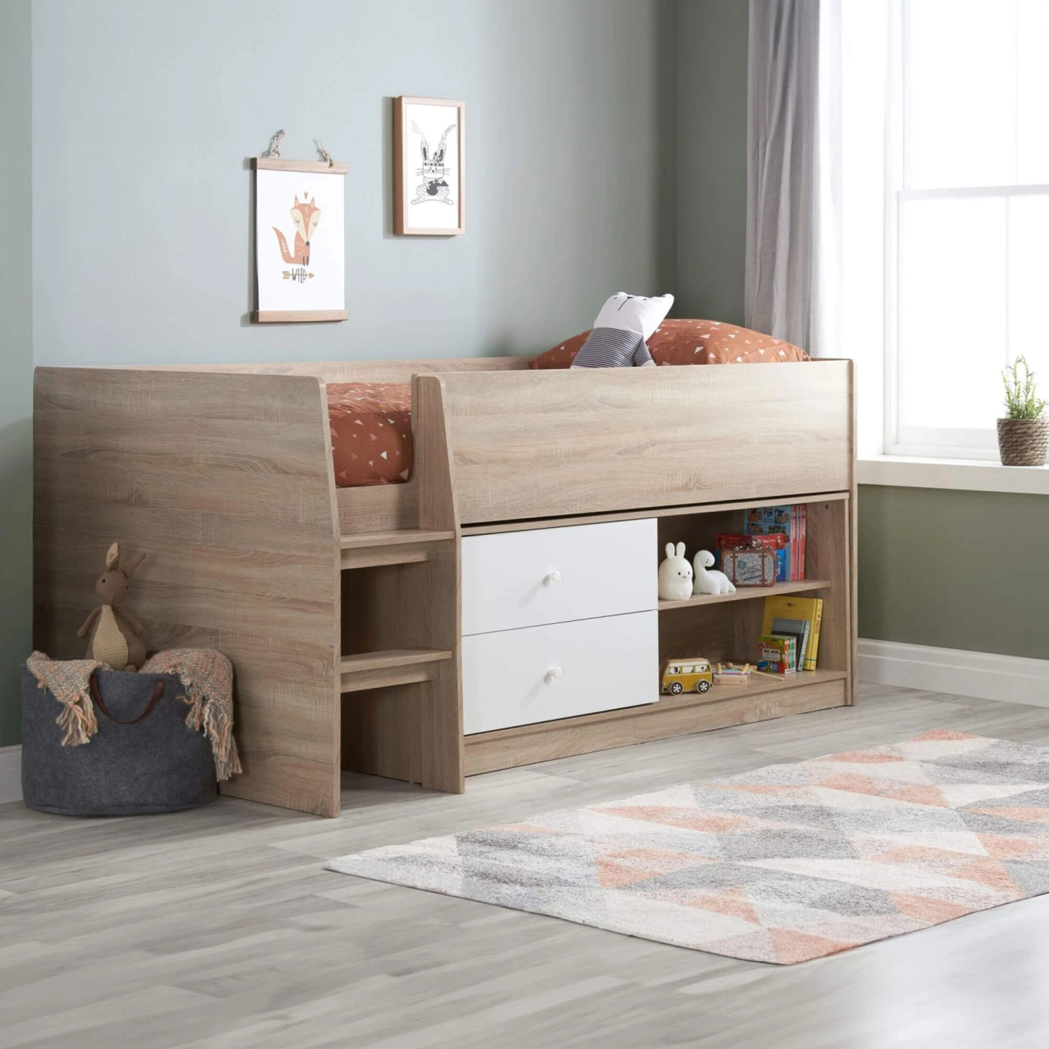 Leyton Cabin Bed In White & Oak 1 Leyton Cabin Bed In White & Oak