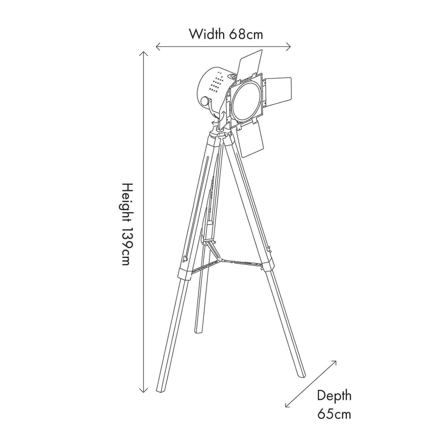 Hereford Silver & Black Wood Film Tripod Floor Lamp 3 Hereford Silver & Black Wood Film Tripod Floor Lamp - Image 3
