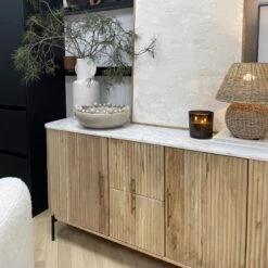 Rochelle Mango Wood & Marble Wide Sideboard -Housing Units Furniture Store 64c60a61eb2aa6b92638ecc156e9c835