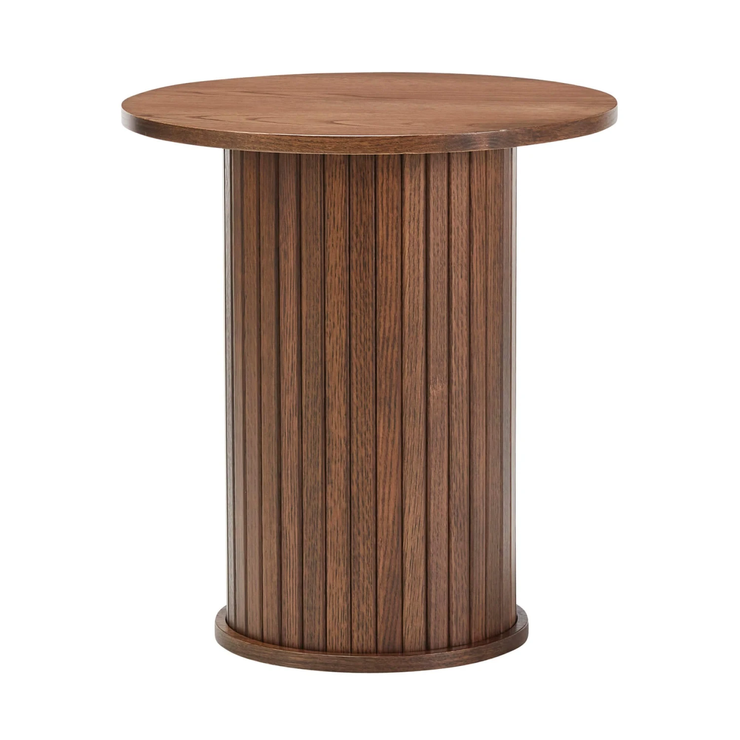 Annika Smoked Oak Slatted Round Side Table 2 Annika Smoked Oak Slatted Round Side Table - Image 2