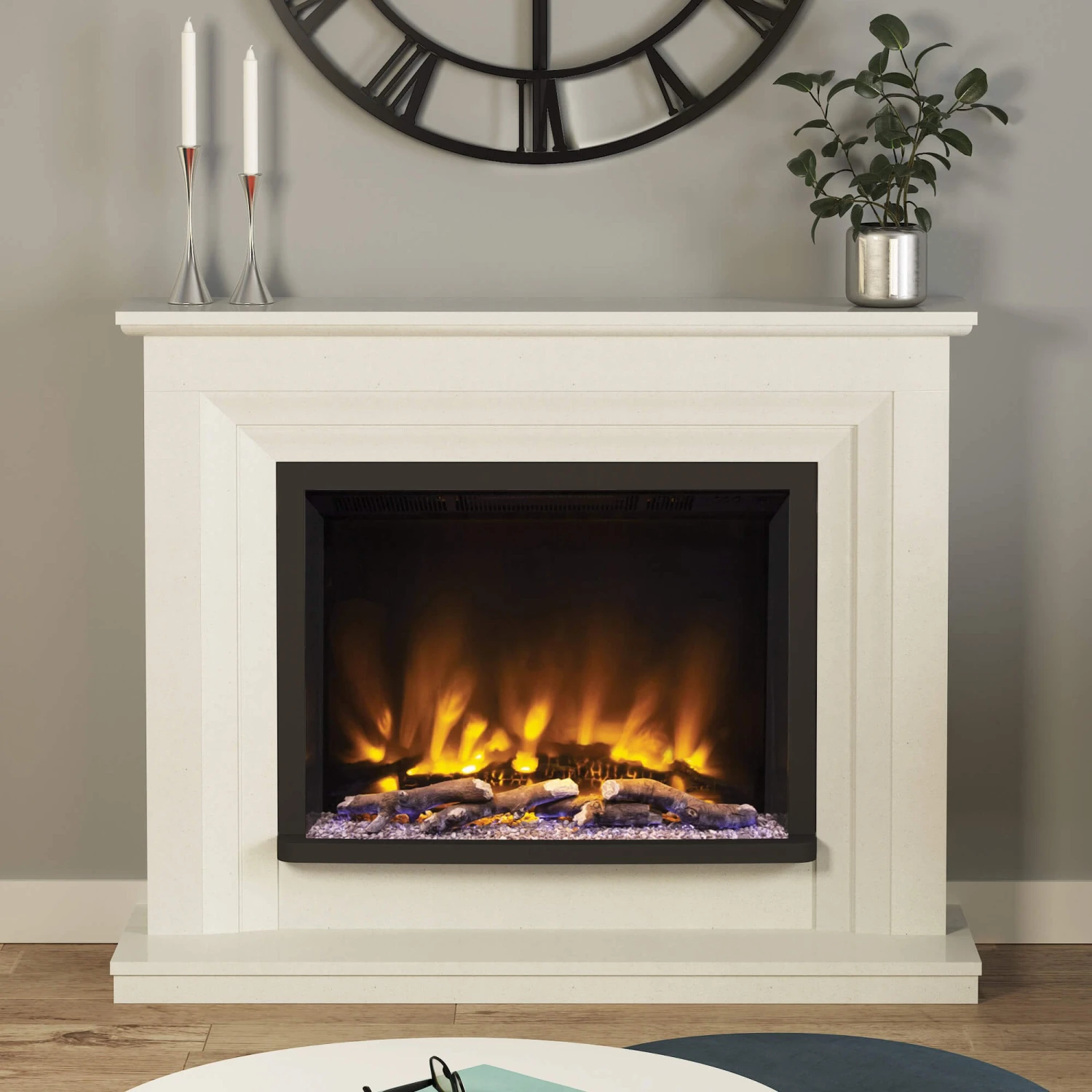 Cabrina White Micro Marble Fireplace Suite 2 Cabrina White Micro Marble Fireplace Suite - Image 2