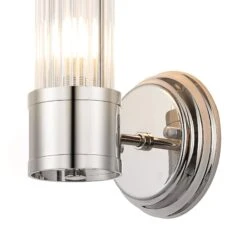 Newton Polished Nickel 1 Light Glass Rod Wall Light -Housing Units Furniture Store 680caf6995dc6bb900ce63a8a056d966