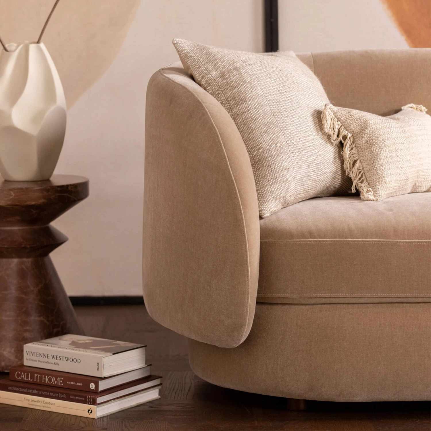 Glass House Vara Brown Fabric 3 Seater Sofa 6 Glass House Vara Brown Fabric 3 Seater Sofa - Image 6