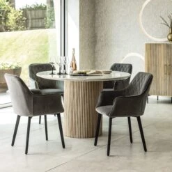 Rochelle 120cm Round Mango Wood & Marble Dining Table -Housing Units Furniture Store 69bf7cc67d3851641f0aecc7903c0b33