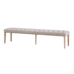 Jacob 200cm Greige Fabric Straight Dining Bench