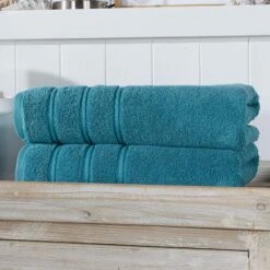 Christy Antalya Blue Cotton Bath Sheet