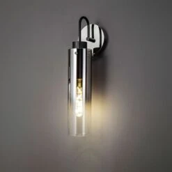 Chelsea Slim Black & Smoke Glass Fade Single Wall Light