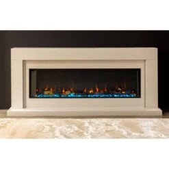 HU Magnitude 135E Electric Fire With Santiago White Faraya Marble Fire Surround