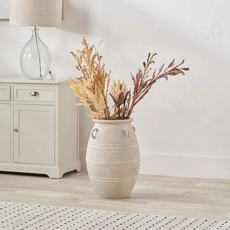 Large Cream Fibrestone Grey Wash Vase 1 Large Cream Fibrestone Grey Wash Vase