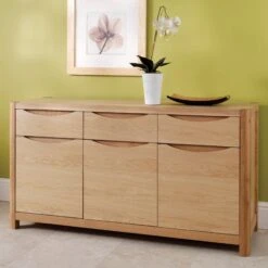 Stockholm Light Oak 3 Door 3 Drawer Sideboard