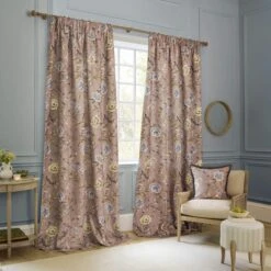 Porcelain Garden Blush Pink Chenille Room Darkening Pencil Pleat 90" X 90" Curtains
