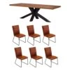 Harrington Oak 200cm Dining Table & 6 Clarence Tan Chairs