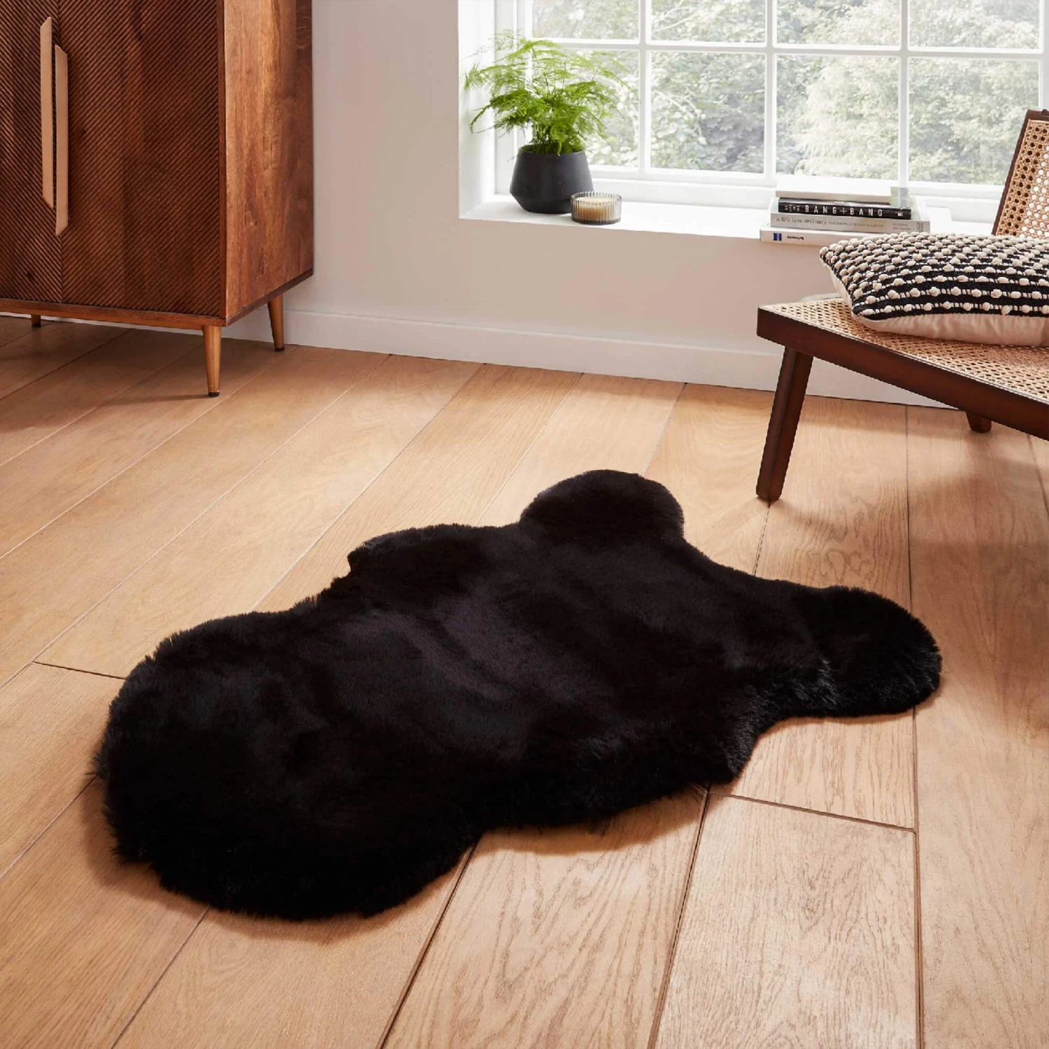 Super Teddy Black Single Sheepskin Rug 1 Super Teddy Black Single Sheepskin Rug