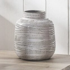 Alina White Dotted Terracotta Vase