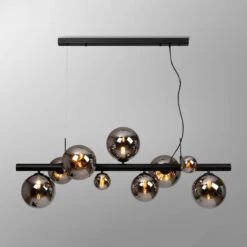 Miyako Satin Black & Chrome 9 Light Bar Pendant