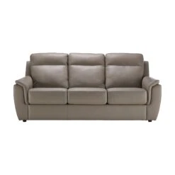 Mario Taupe Leather 3 Seater Sofa