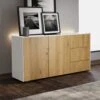 Frank Olsen Intelligent White Gloss & Oak 2 Door 3 Drawer Sideboard
