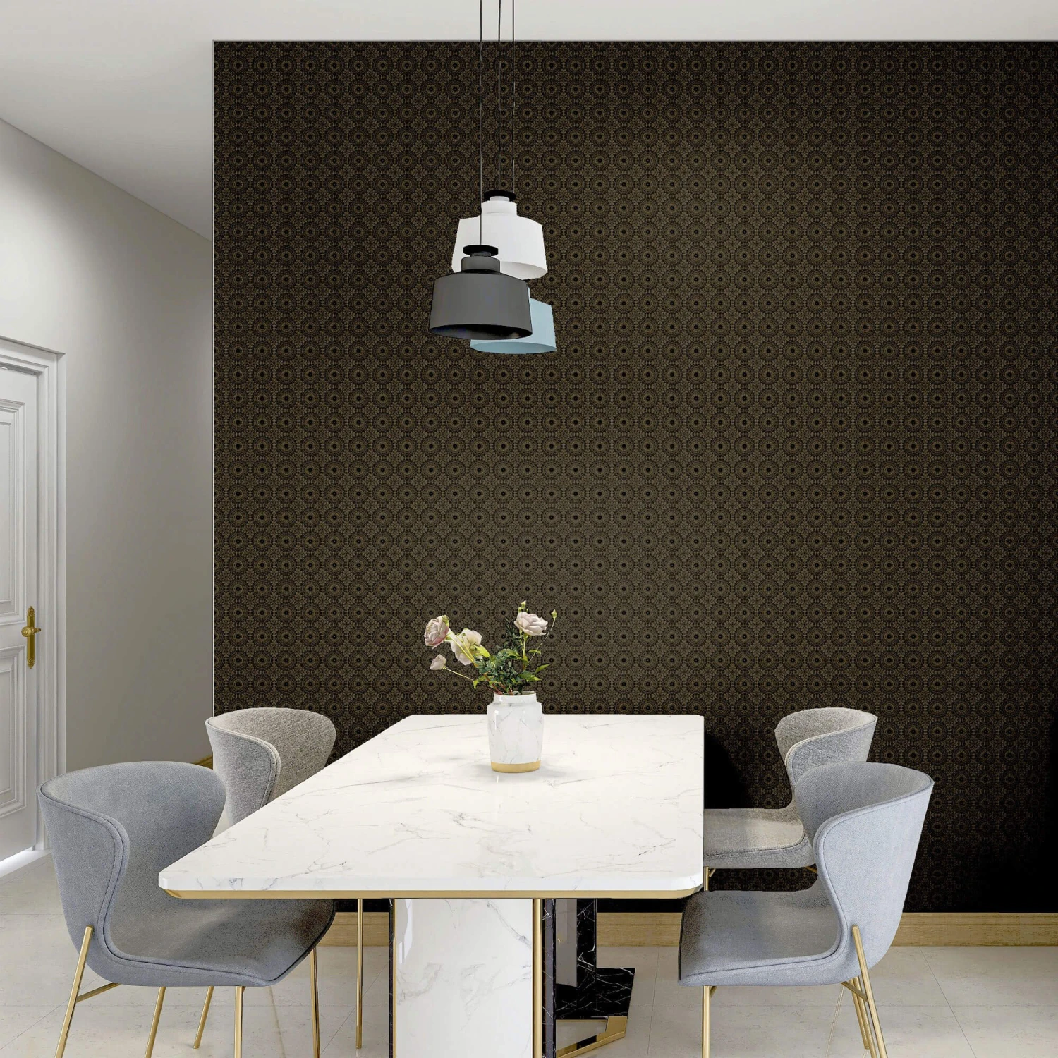 Symmetrical Chic Black & Gold Wallpaper 1 Symmetrical Chic Black & Gold Wallpaper