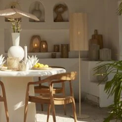 Daisy Cream Floor Lamp With Natural Shade