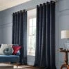 Laura Ashley Barley Embossed Midnight 66" X 54" Eyelet Curtains