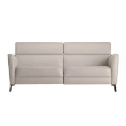 Natuzzi Greg Greige Leather 3 Seater Electric Recliner Sofa