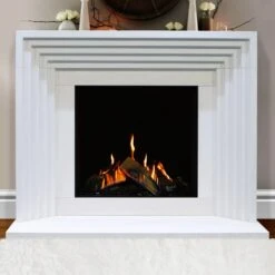 Gazco Reflex 75T CF Edge Black Gas Fire With Varello Limestone Surround