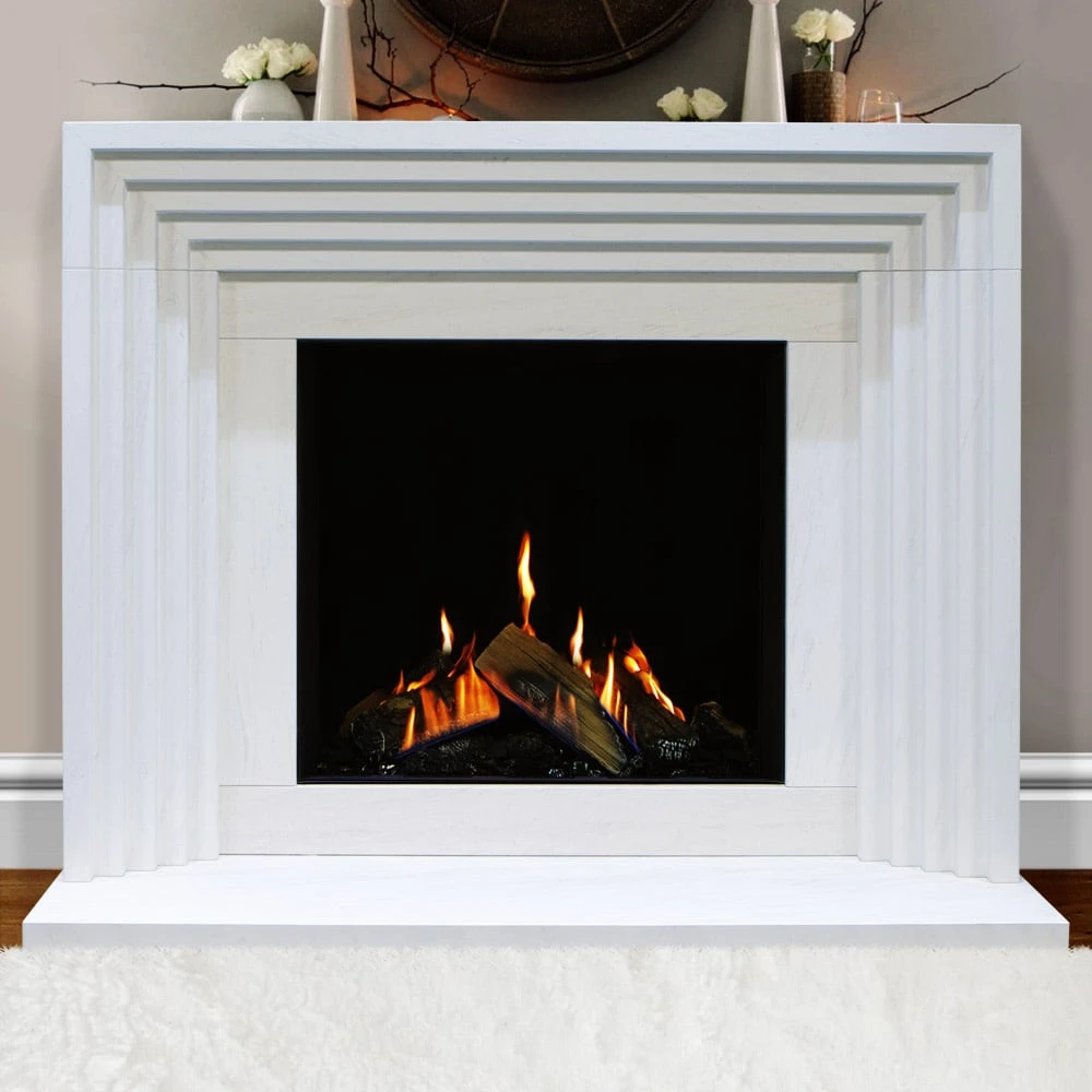 Gazco Reflex 75T CF Edge Black Gas Fire With Varello Limestone Surround 1 Gazco Reflex 75T CF Edge Black Gas Fire With Varello Limestone Surround