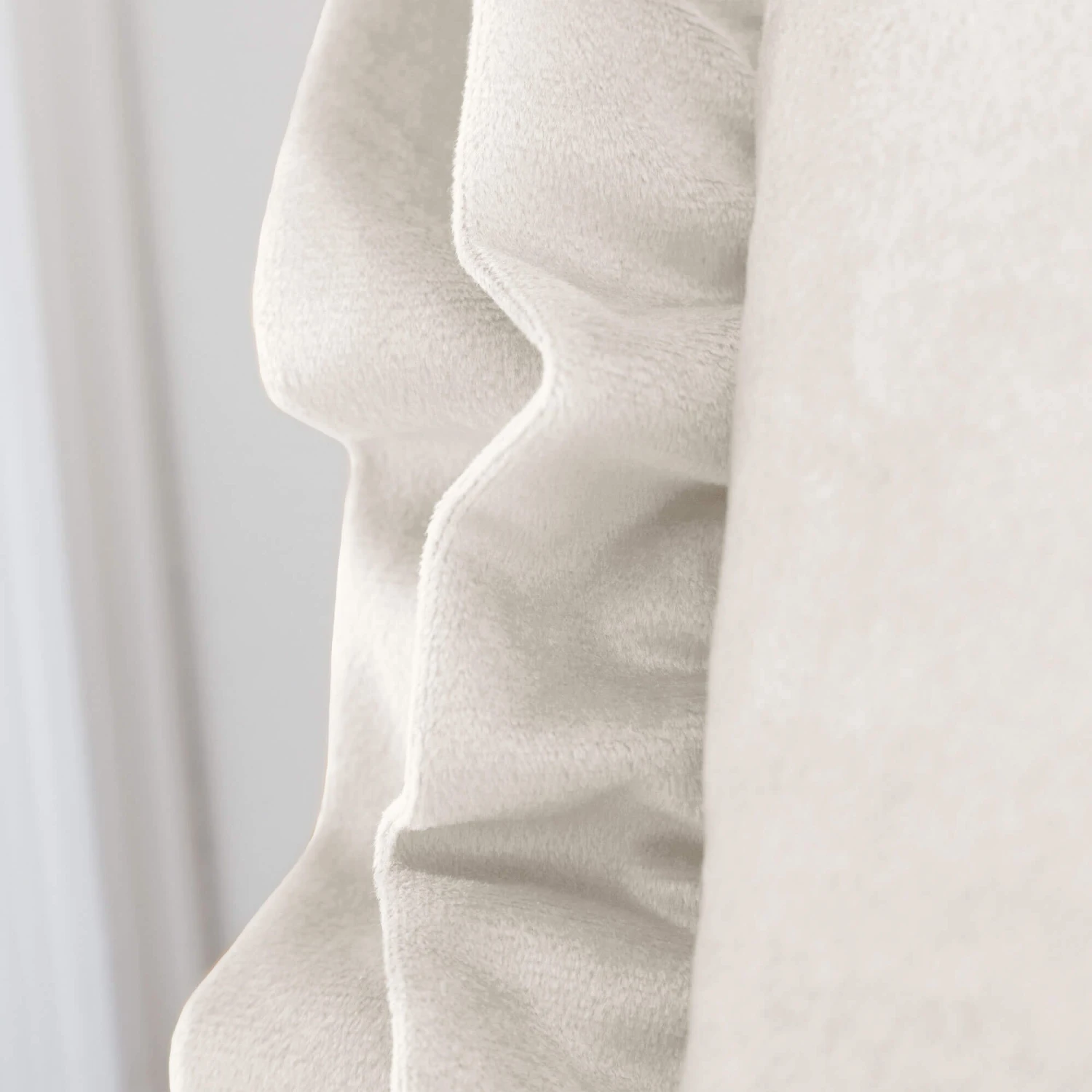 Catherine Lansfield Matt Velvet Cream Double Frill Cushion 4 Catherine Lansfield Matt Velvet Cream Double Frill Cushion - Image 4