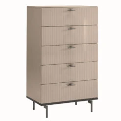 Caren High Gloss Pearl Line 5 Drawer Chest