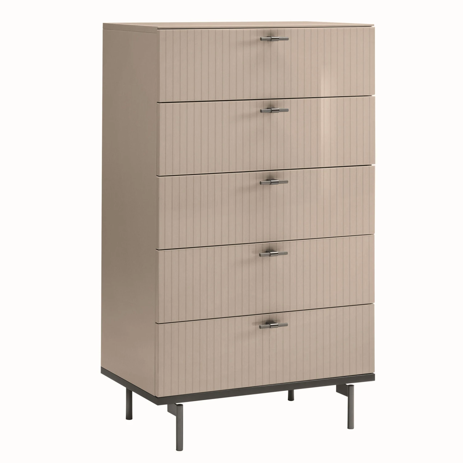 Caren High Gloss Pearl Line 5 Drawer Chest 1 Caren High Gloss Pearl Line 5 Drawer Chest