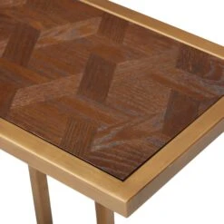 Olivia James Hemingway Mahogany Oak & Gold Side Table -Housing Units Furniture Store 773356f7be10bcec94df9ed3698a963f