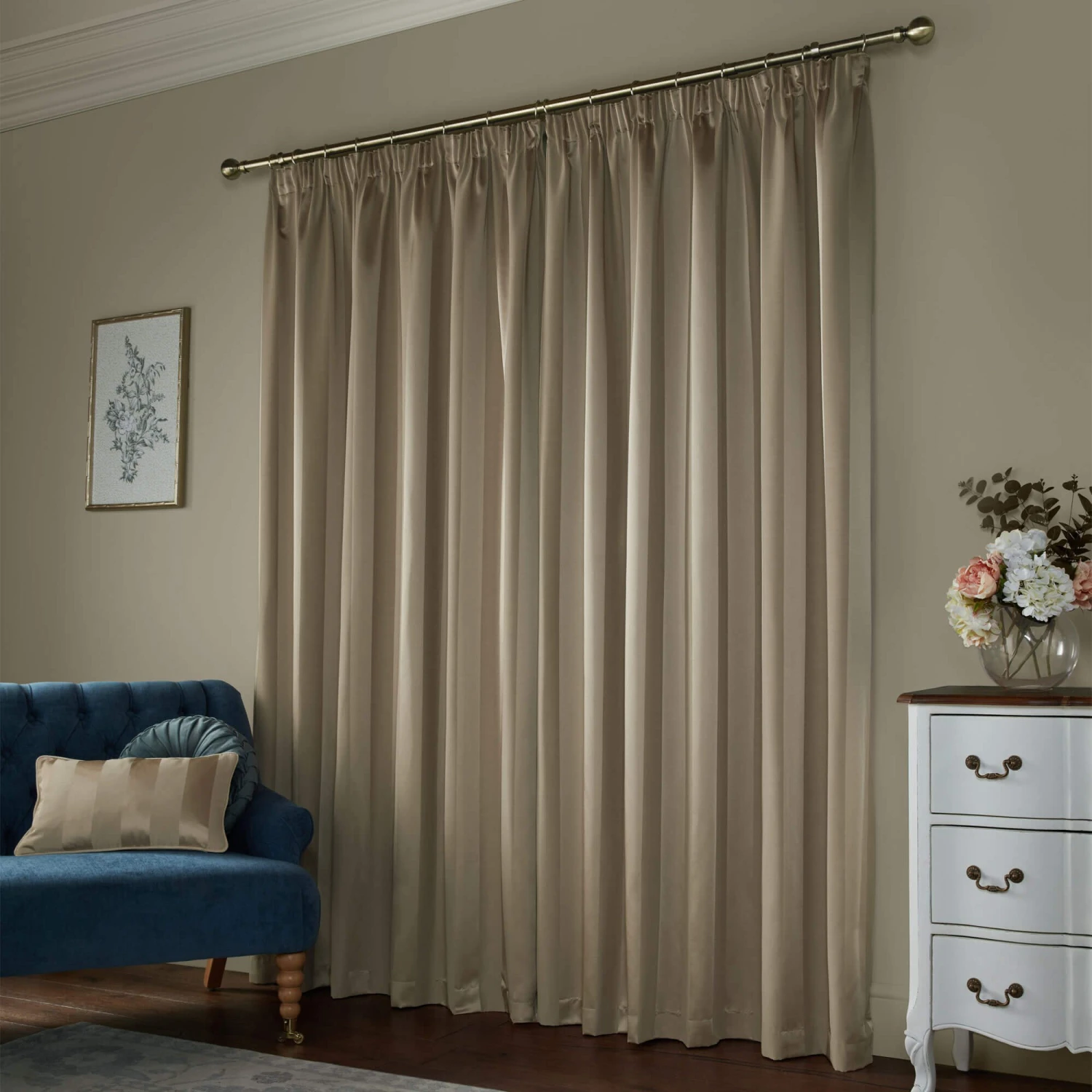 Laura Ashley Lille Stripe Truffle Natural Pencil Pleat Curtain Collection 2 Laura Ashley Lille Stripe Truffle Natural Pencil Pleat Curtain Collection - Image 2