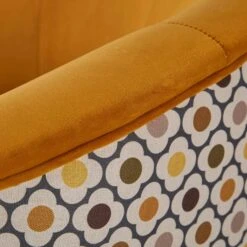 Orla Kiely Lily Ochre Velvet Swivel Accent Chair With Contrast Floral Pattern Back -Housing Units Furniture Store 785aeed906f5395734c18a5ffb6cbdae