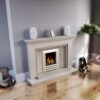 Forli Braga Polished Travertine Fireplace With Lights