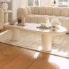 Basilia White Long Curved Coffee Table