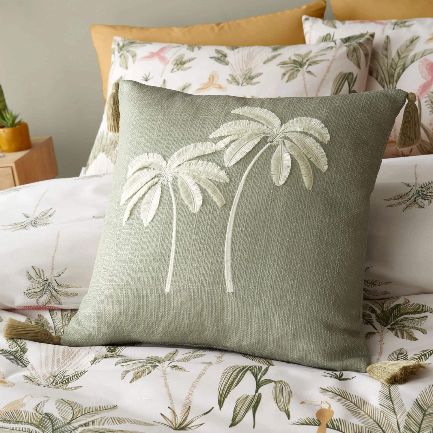 Catherine Lansfield Paradiso Palm 45cm X 45cm Sage Cushion 1 Catherine Lansfield Paradiso Palm 45cm X 45cm Sage Cushion