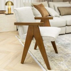 Viviana A-Line Wood & Natural Fabric Accent Chair -Housing Units Furniture Store 7b35497d40da671b8c44d057907b9288