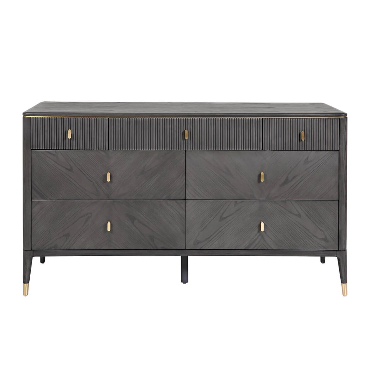 Davina Ebony 7 Drawer Wide Chest With Gold Handles 2 Davina Ebony 7 Drawer Wide Chest With Gold Handles - Image 2