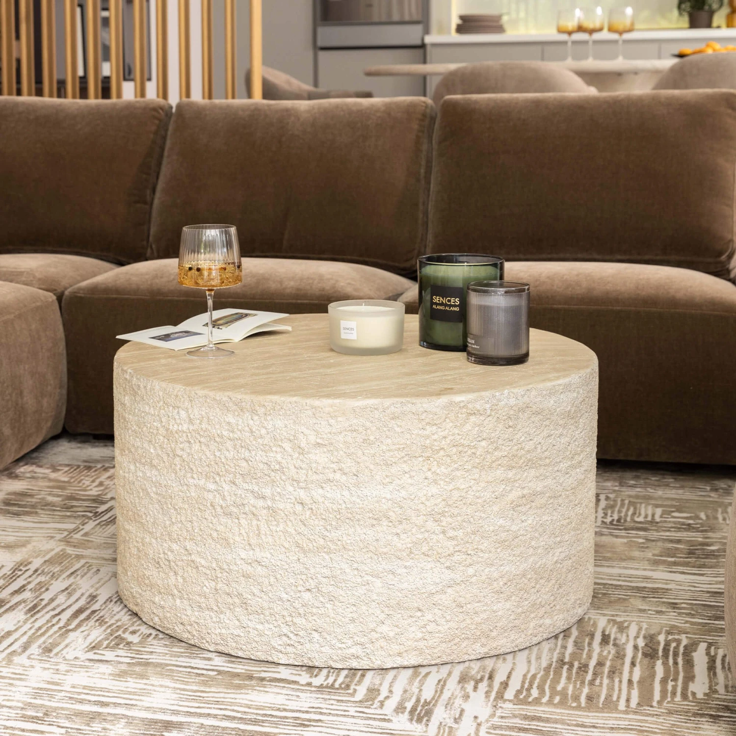 Glass House Miloa Round Textured Coffee Table 1 Glass House Miloa Round Textured Coffee Table
