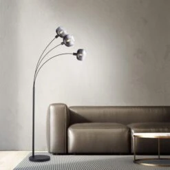 Zelda Smoked 3 Light LED Glass Floor Lamp