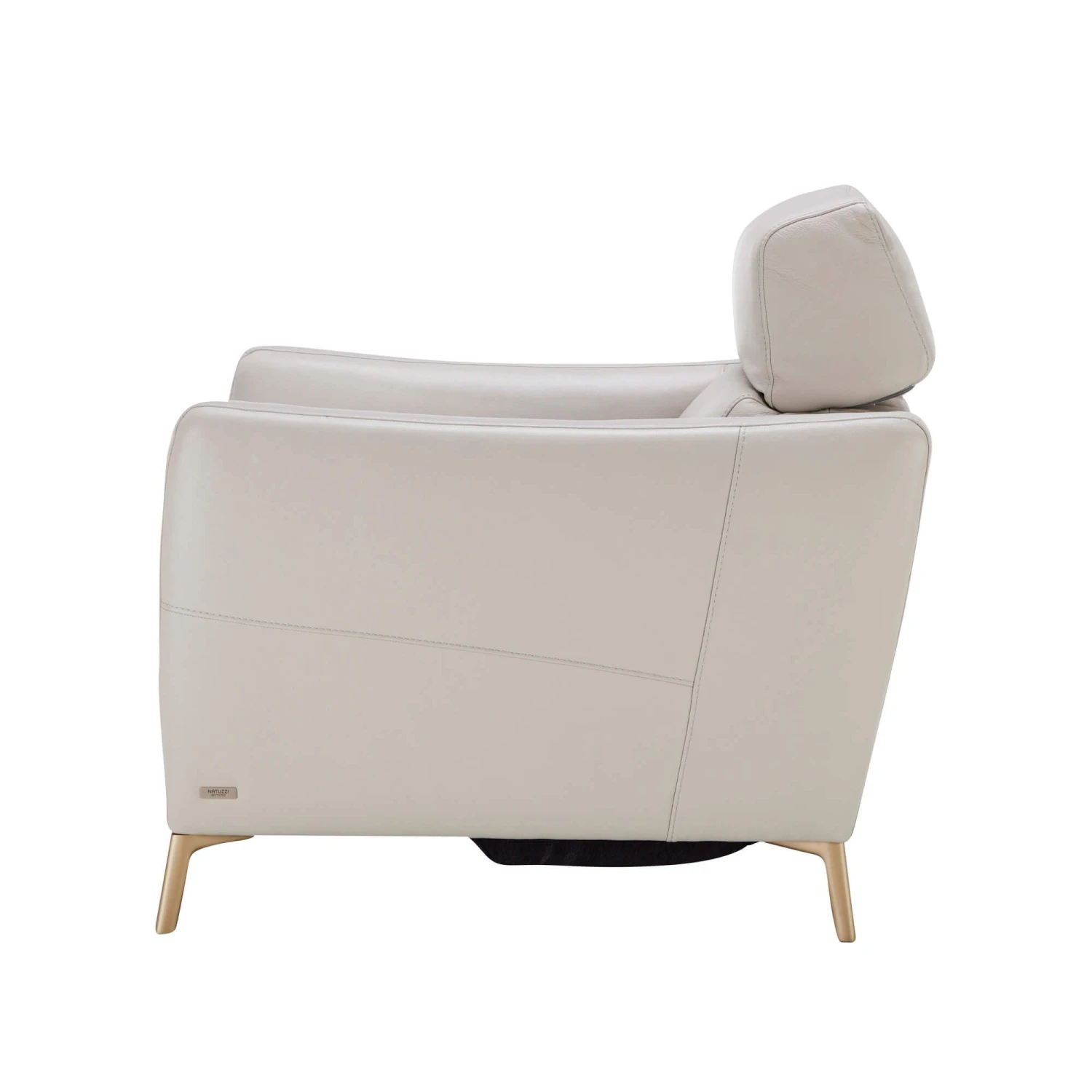 Natuzzi Greg Greige Leather Electric Recliner Armchair 4 Natuzzi Greg Greige Leather Electric Recliner Armchair - Image 4