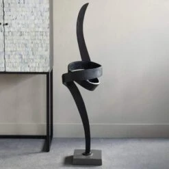 Libra Textured Black Abstract Knot Sculpture